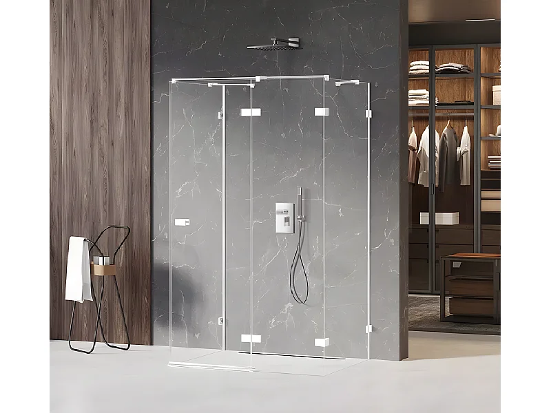 Cabine de douche  droite 80x80 pivotante SANTORINI WHITE,couleur: blanc, accès de face