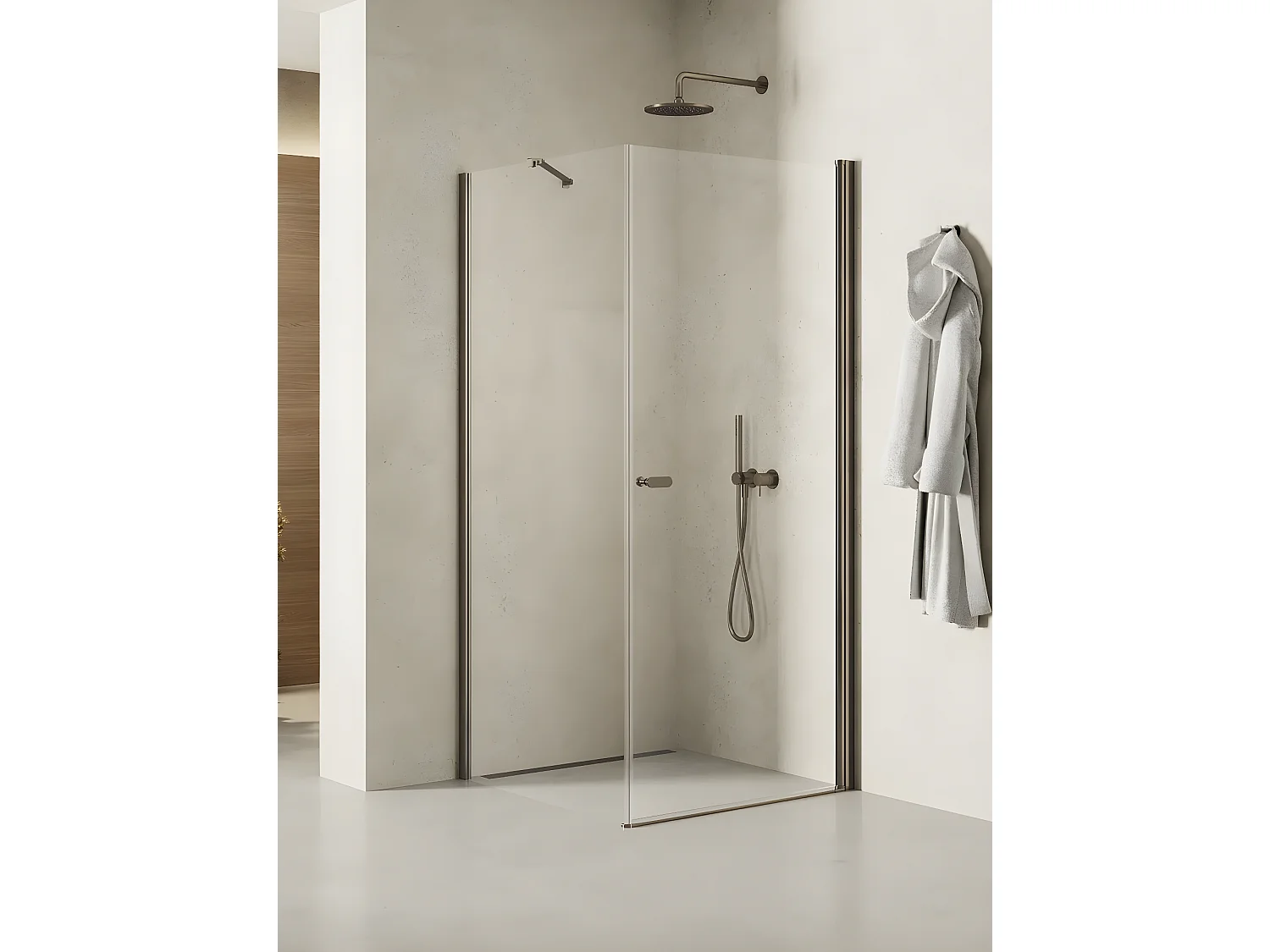 Cabine de douche pivotante  90x80 cm inox brossé ANTILLES GUNMETAL BRUSHED