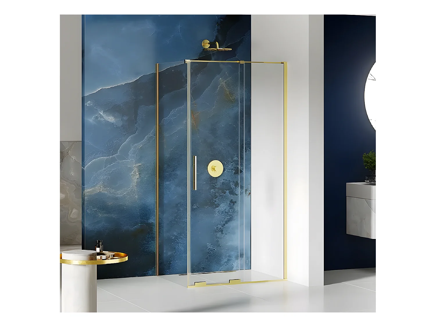 Cabine de douche 160x120cm coulissante HAWAII GOLD, doré, acces de face