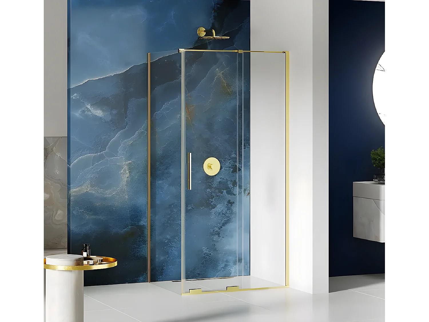 Cabine de douche 160x120cm coulissante HAWAII GOLD, doré, acces de face