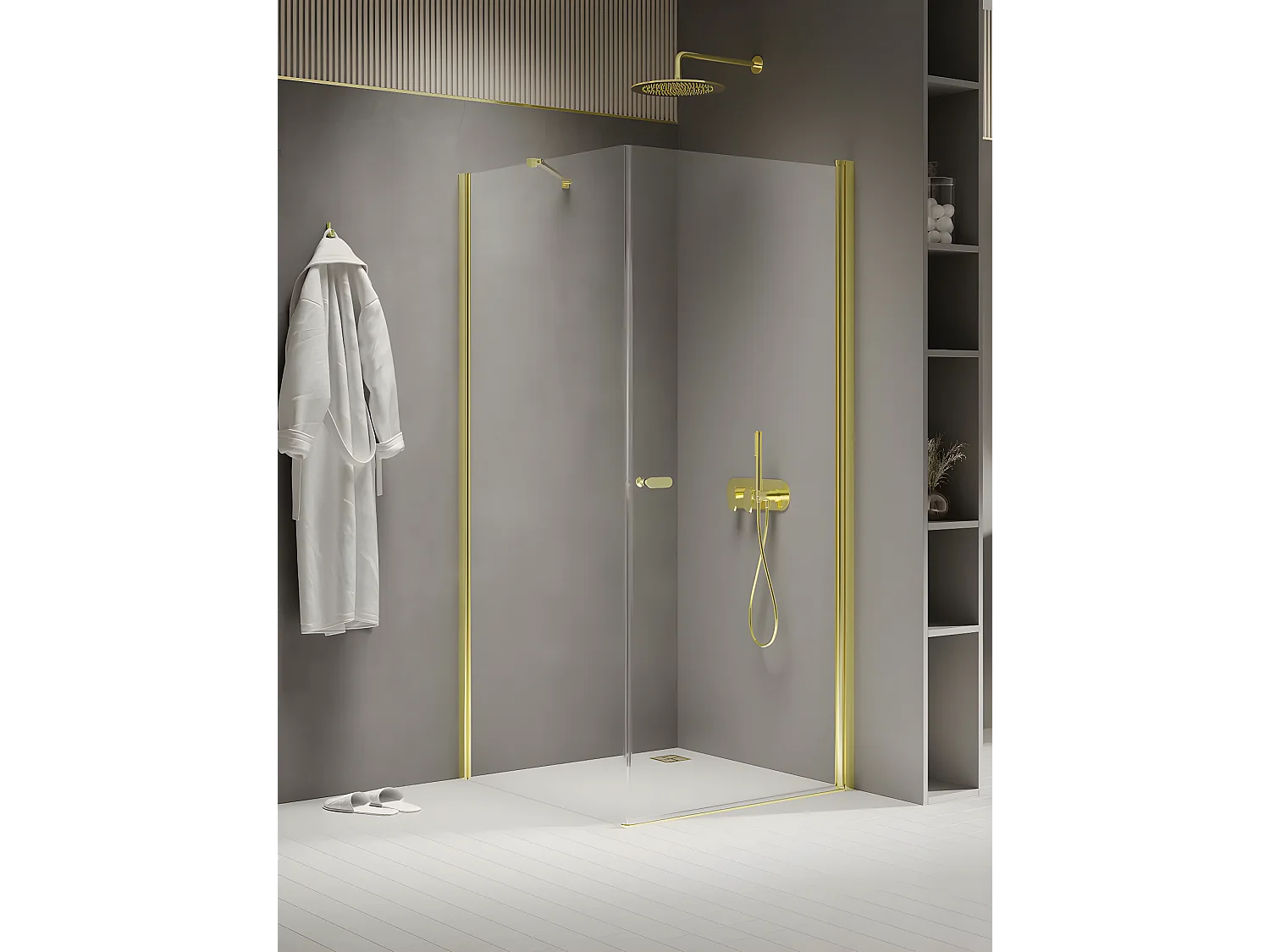 Cabine de douche pivotante  100x70 cm doré  CUBA  GOLD