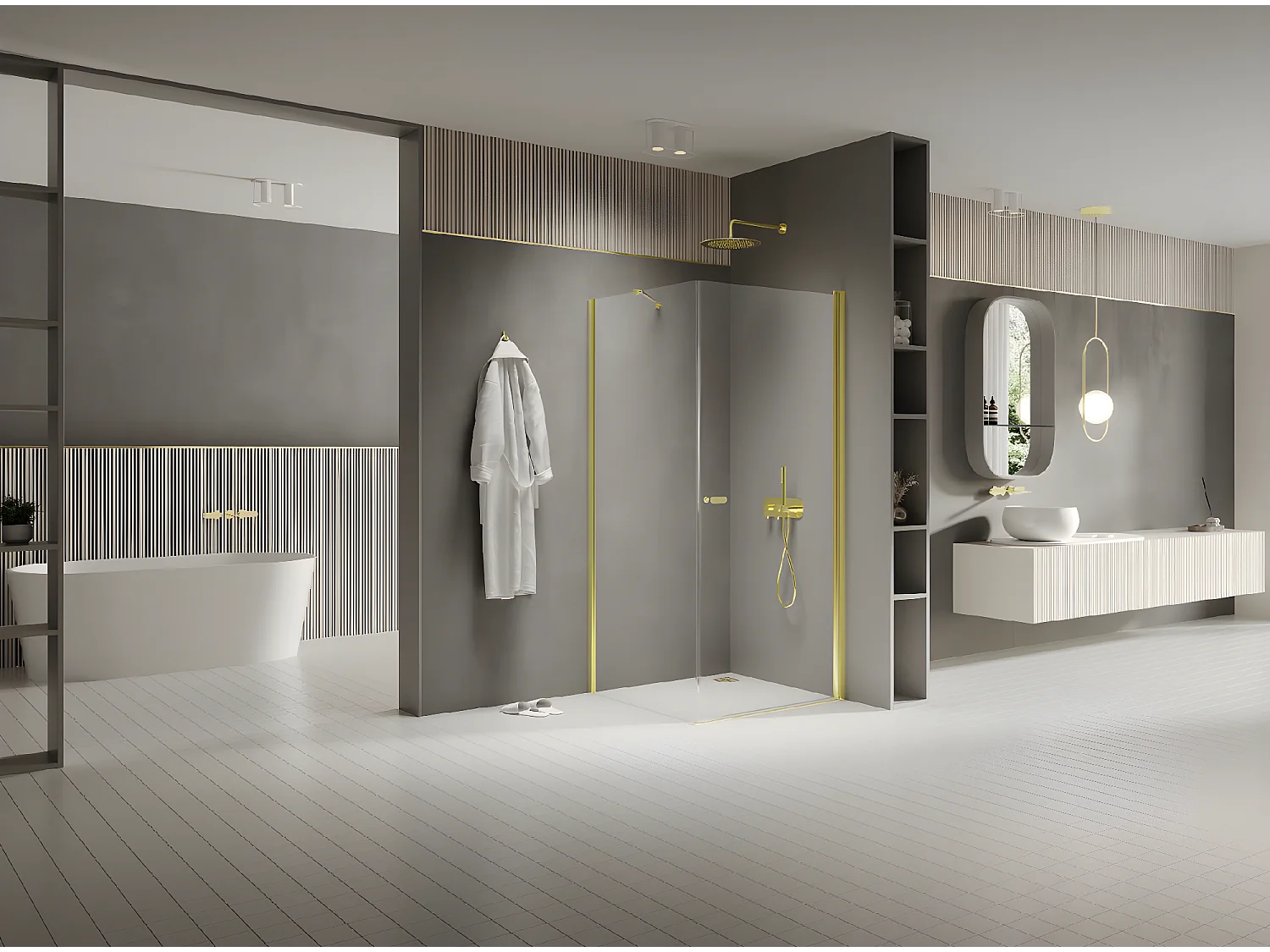 Cabine de douche pivotante  100x70 cm doré  CUBA  GOLD