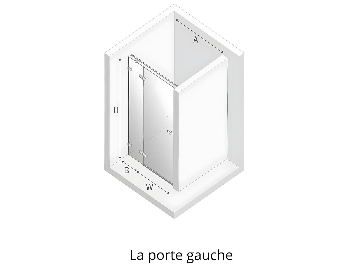 Porte de douche  100 cm doré brossé pivotante  gauche BALI GOLD BRUSHED