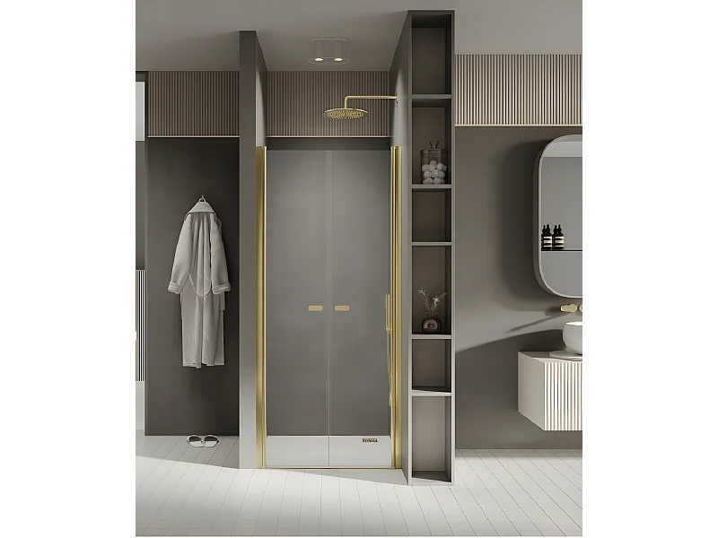 Porte de douche battante 120 cm doré  CUBA  GOLD