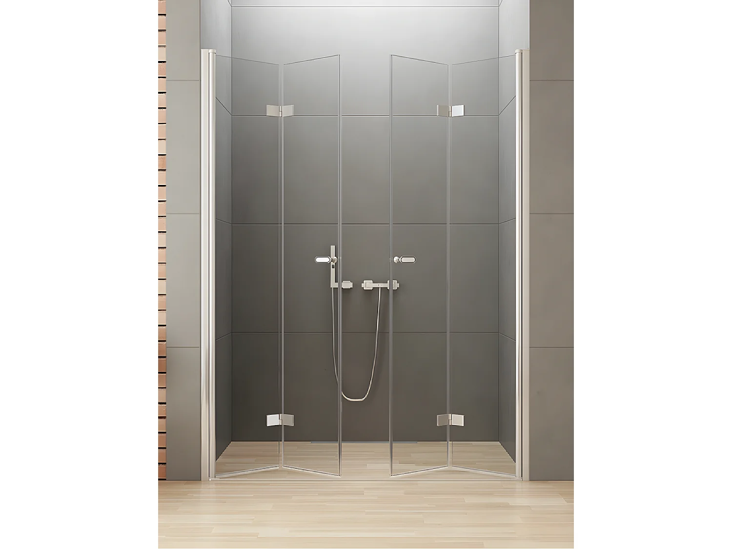 Porte de douche 2 portes pliantes 190 cm chrome CORFOU CHROME