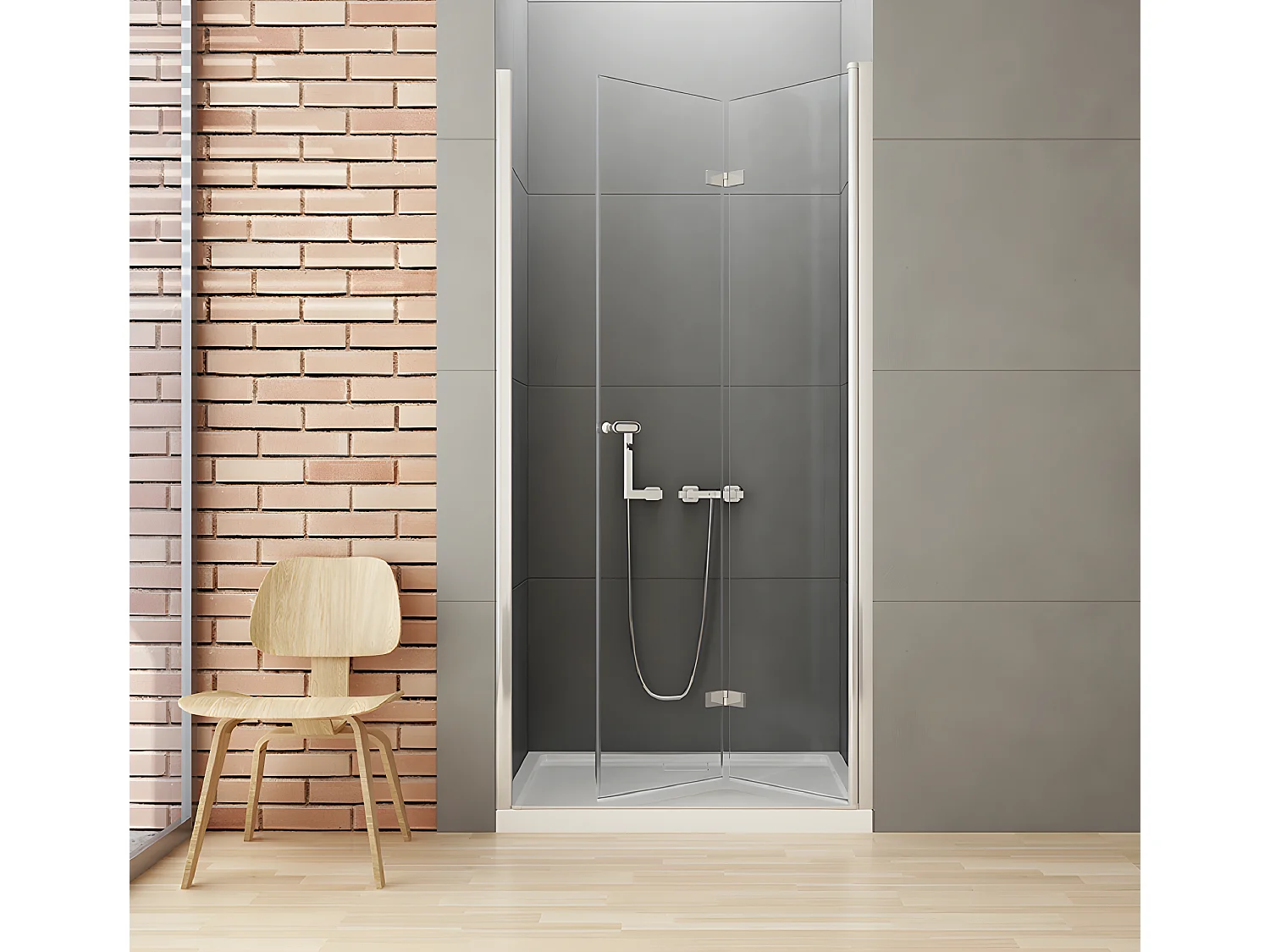 Porte de douche pliante droite 100 cm chrome CORFOU CHROME