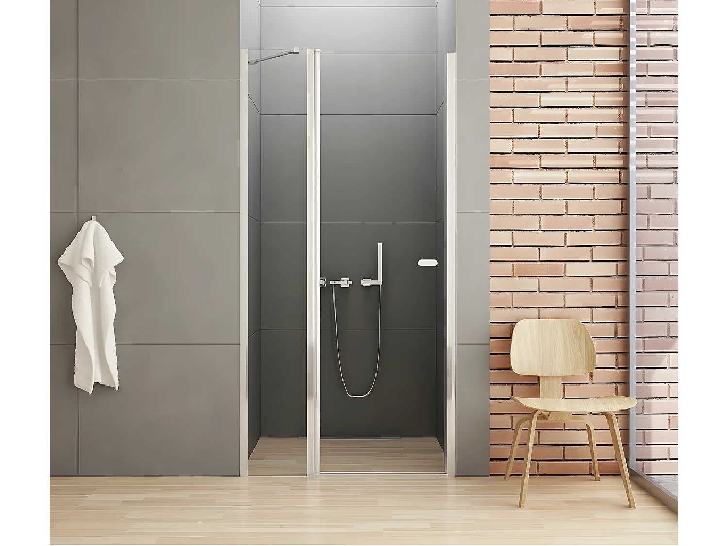 Porte de douche pivotante 110 cm chrome CORFOU CHROME