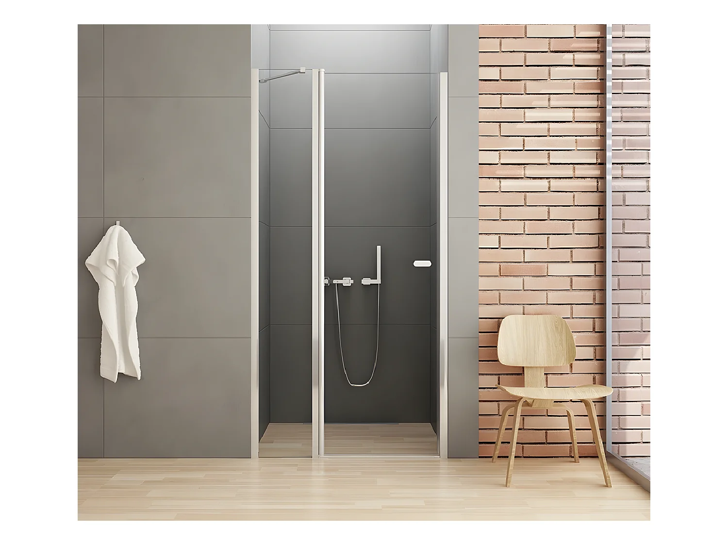 Porte de douche pivotante 110 cm chrome CORFOU CHROME