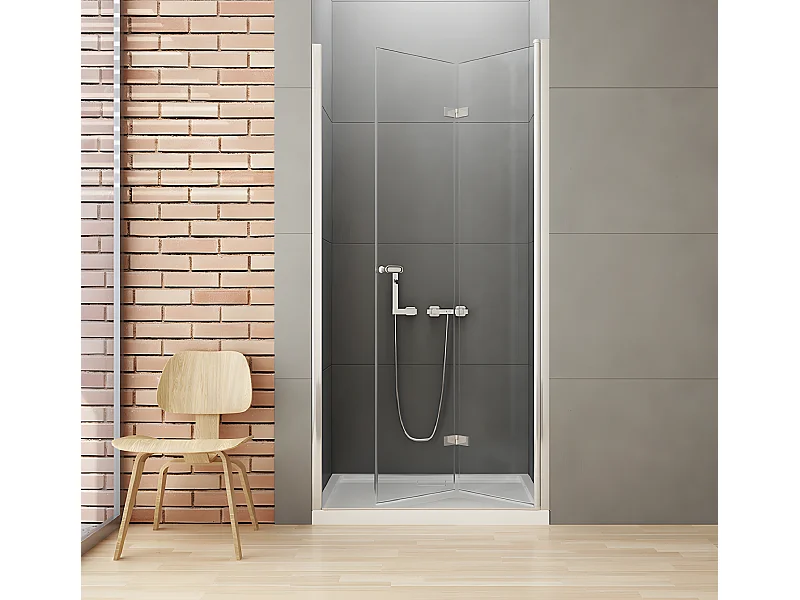 Porte de douche pliante droite 70 cm chrome  CORFOU CHROME