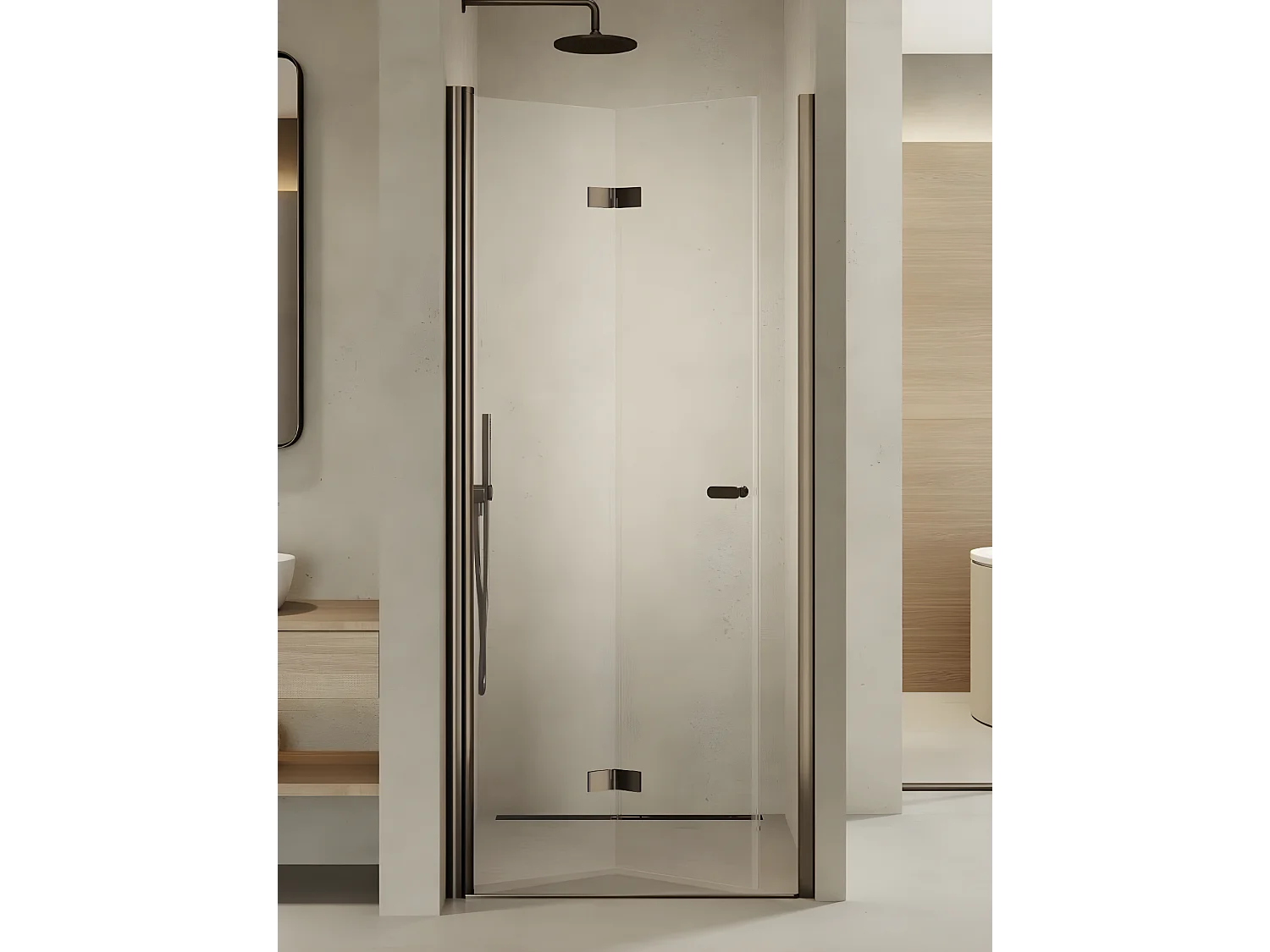 Porte de douche pliante gauche 80 cm inox brossé ANTILLES GUNMETAL BRUSHED