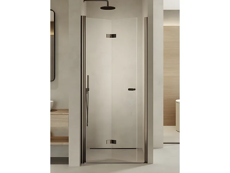 Porte de douche pliante gauche 80 cm inox brossé ANTILLES GUNMETAL BRUSHED