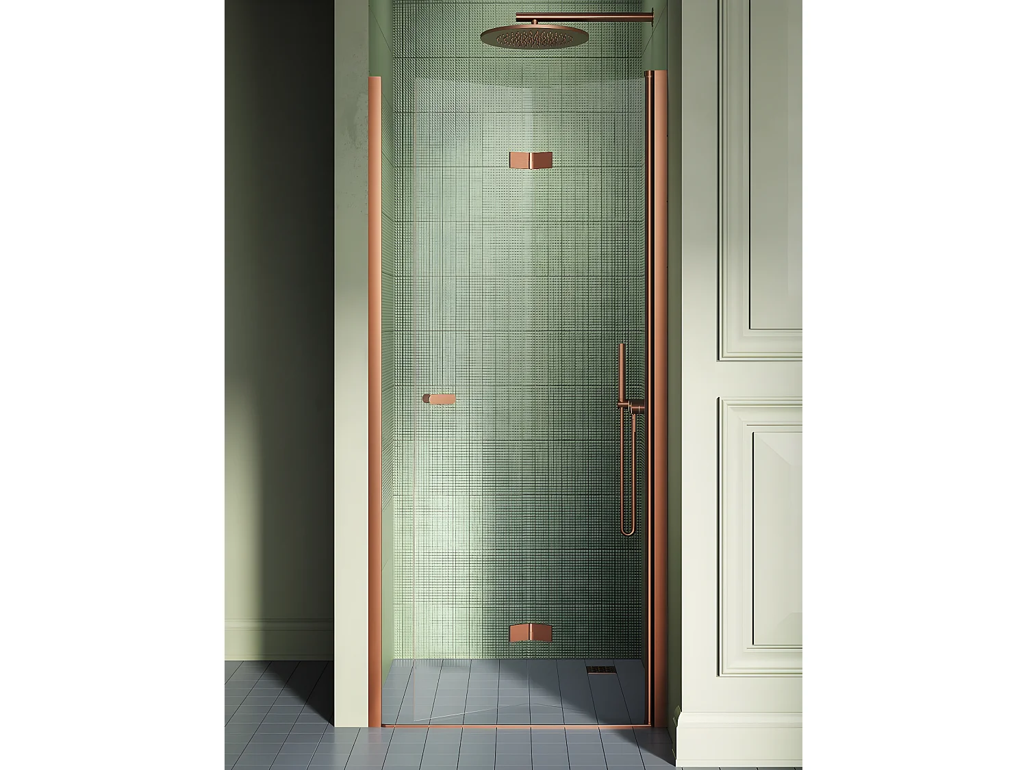 Porte de douche pliante droite 80 cm cuivre brossé MONAKO COPPER BRUSHED