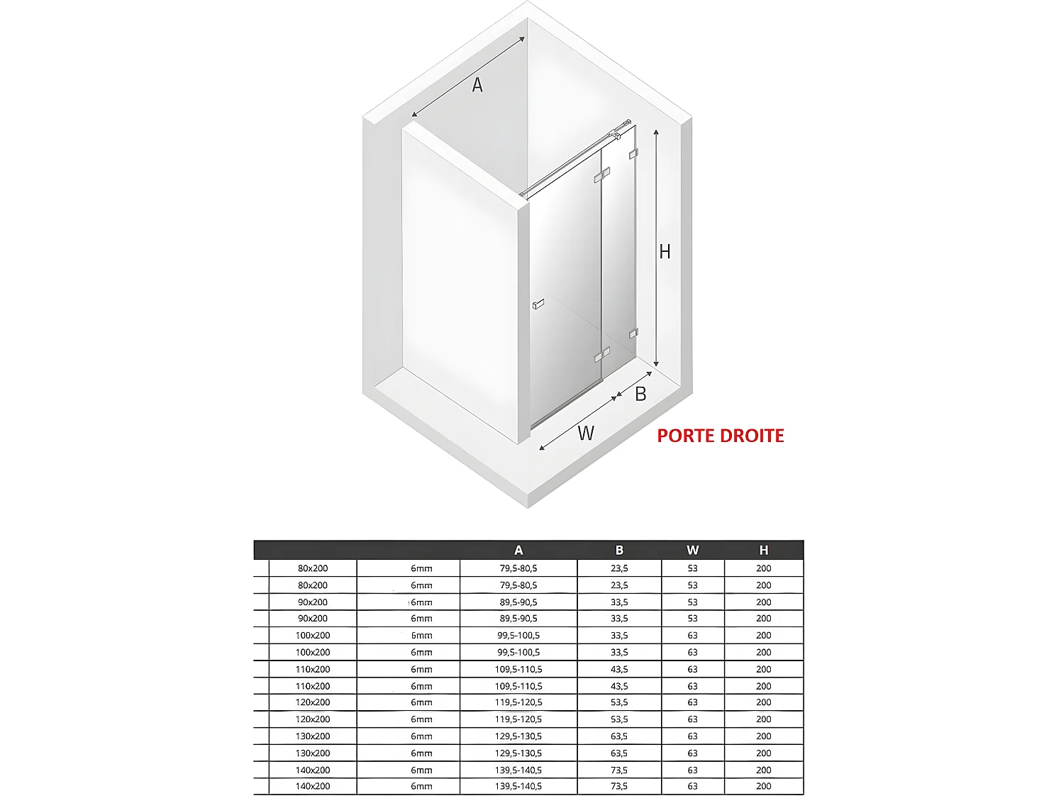 Porte de douche 100 cm chrome pivotante droite    MAJORQUE CHROME