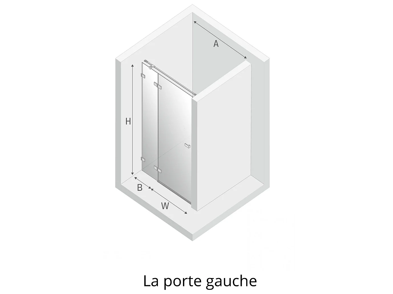 Porte de douche 90 cm doré brossé pivotante  gauche BALI GOLD BRUSHED