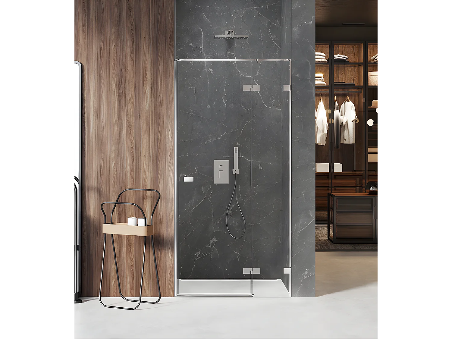 Porte de douche 130 cm chrome pivotante  droite   MAJORQUE CHROME