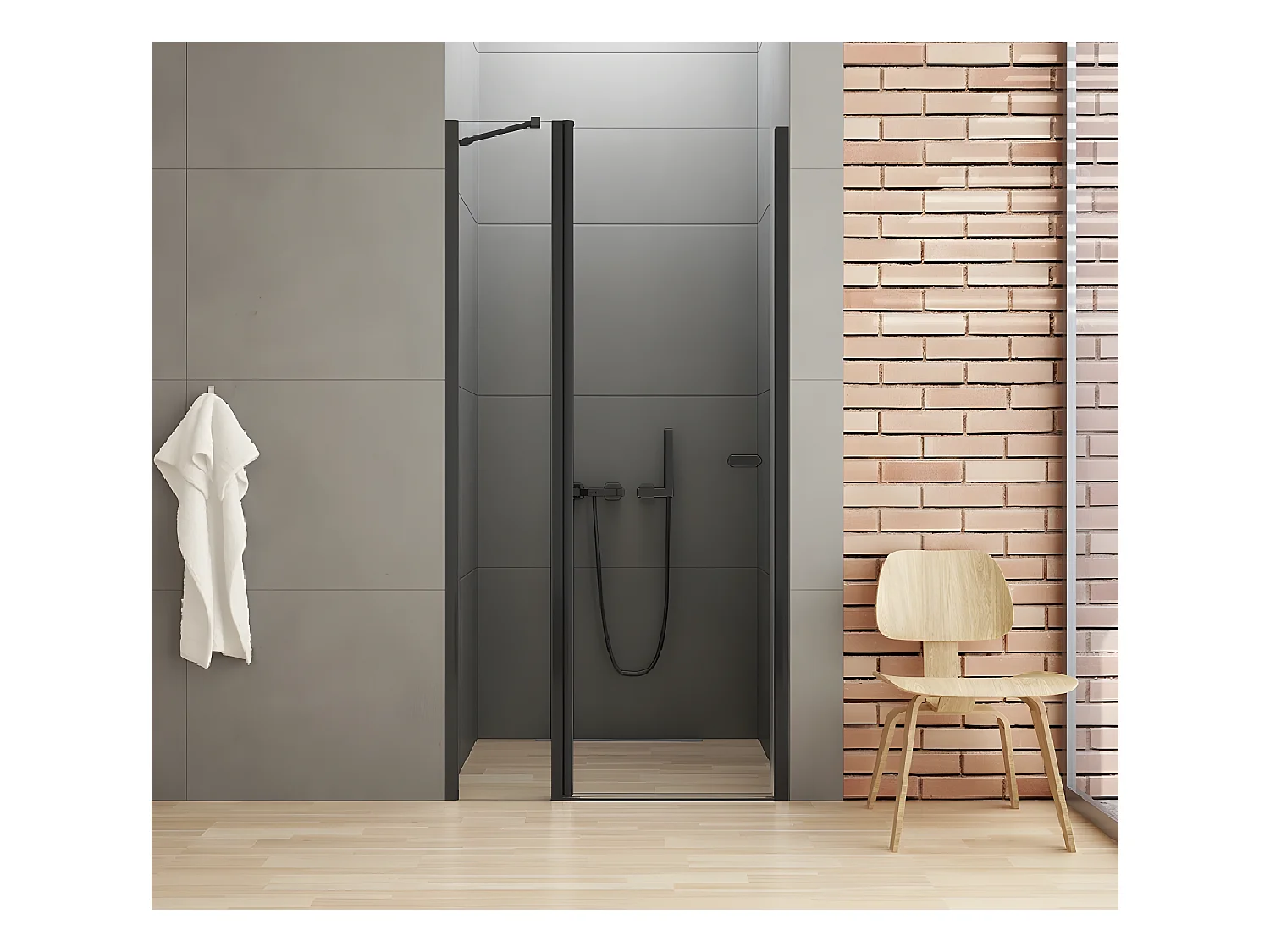 Porte de douche pivotante 90 cm noir RHODES BLACK