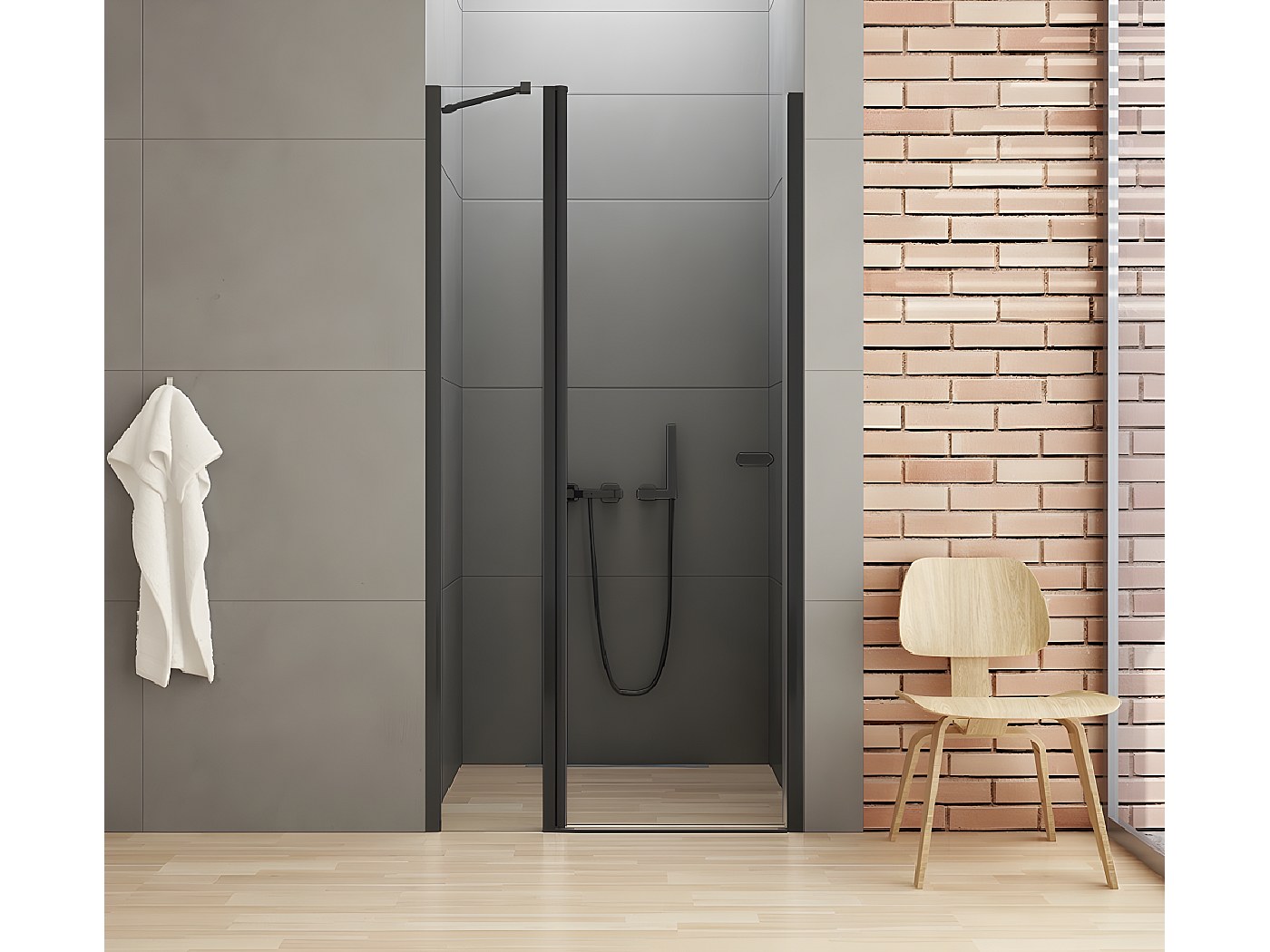 Cabine De Douche 90 X 90 Cm Study Avec Porte Pivotante Sérigraphiée AURLANE