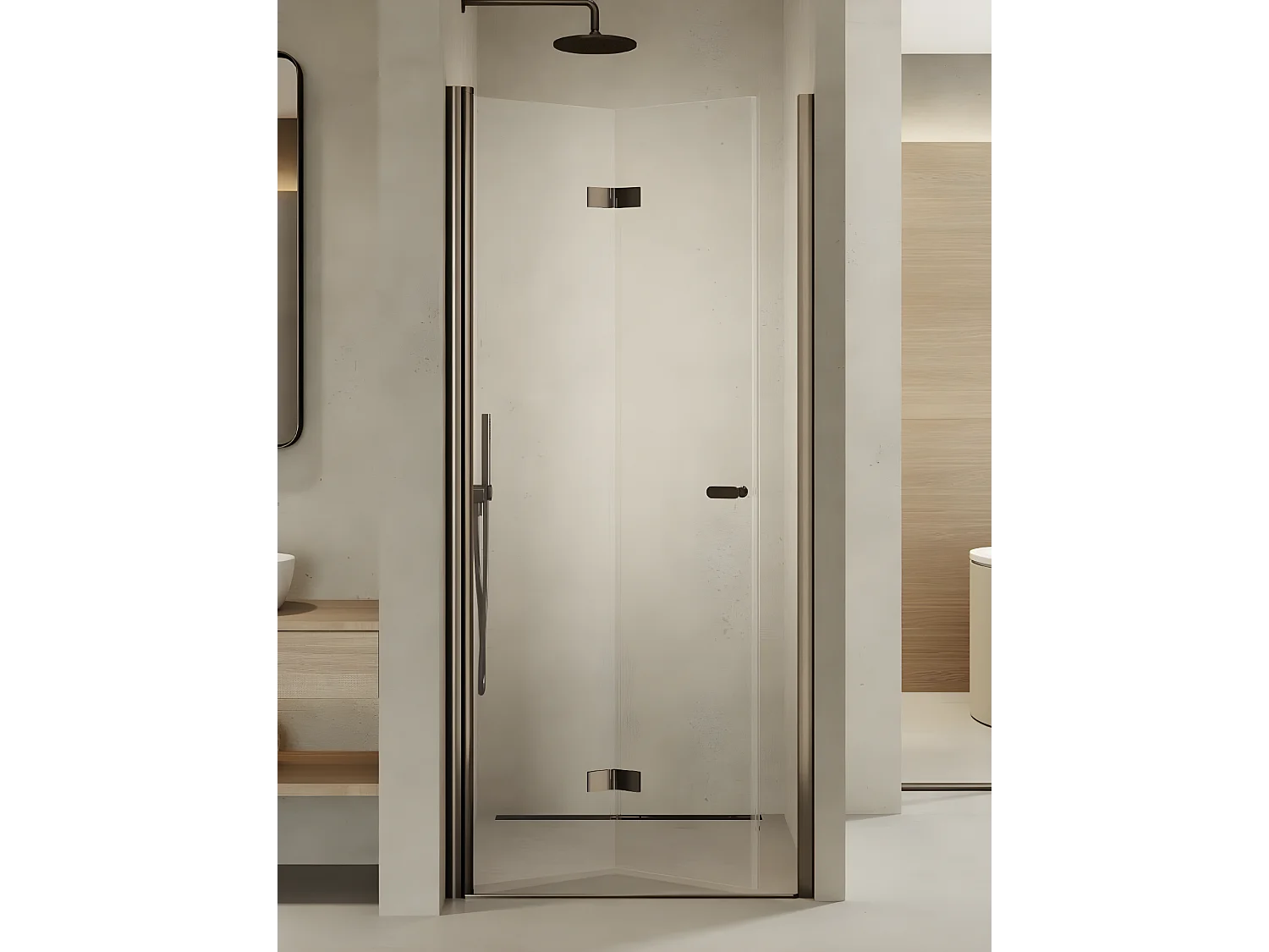 Porte de douche pliante gauche 90 cm inox brossé ANTILLES GUNMETAL BRUSHED