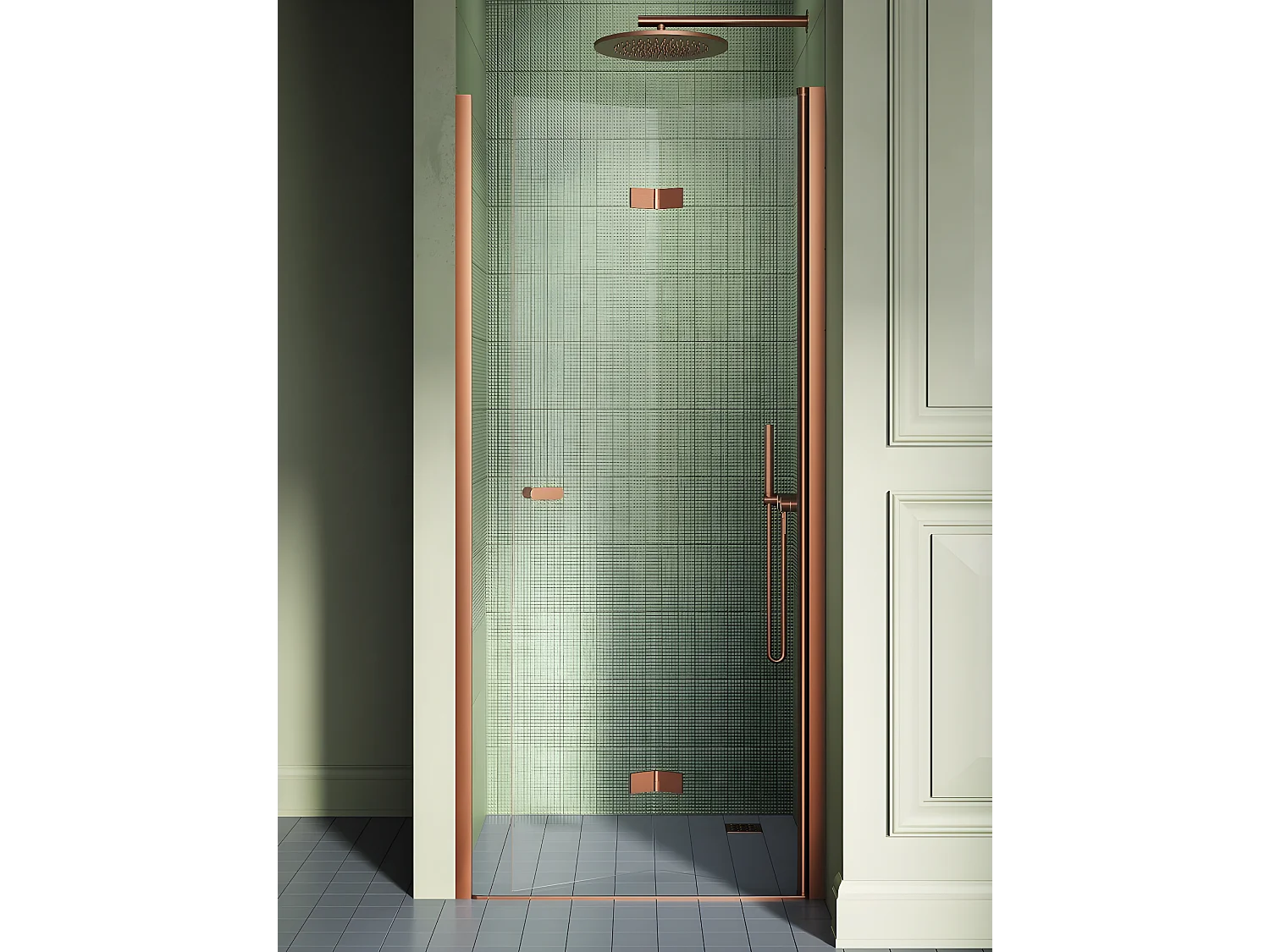 Porte de douche pliante droite 100 cm cuivre brossé MONAKO COPPER BRUSHED