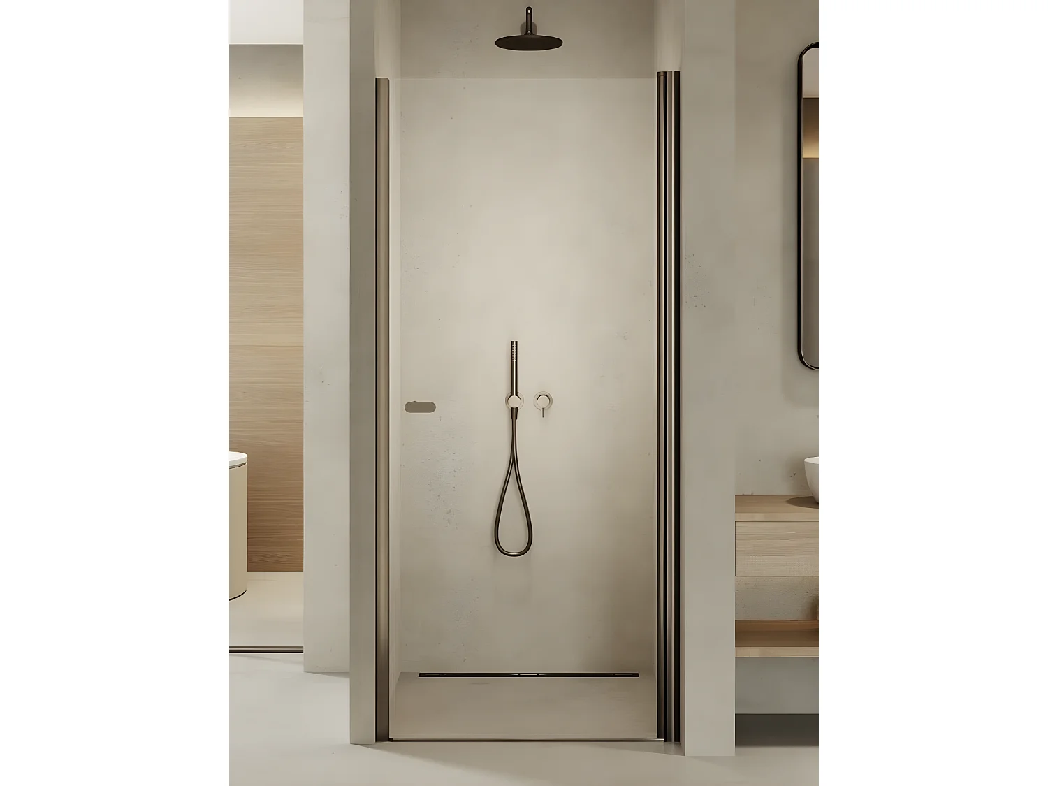 Porte de douche pivotante 70 cm inox brossé ANTILLES GUNMETAL BRUSHED