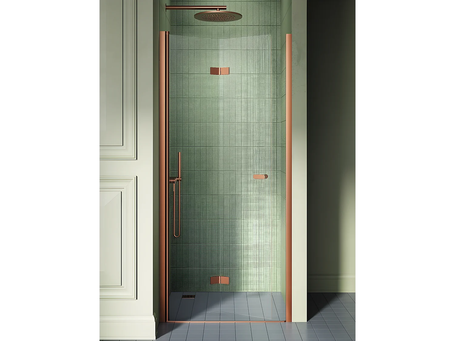 Porte de douche pliante gauche 70 cm cuivre brossé MONAKO COPPER BRUSHED