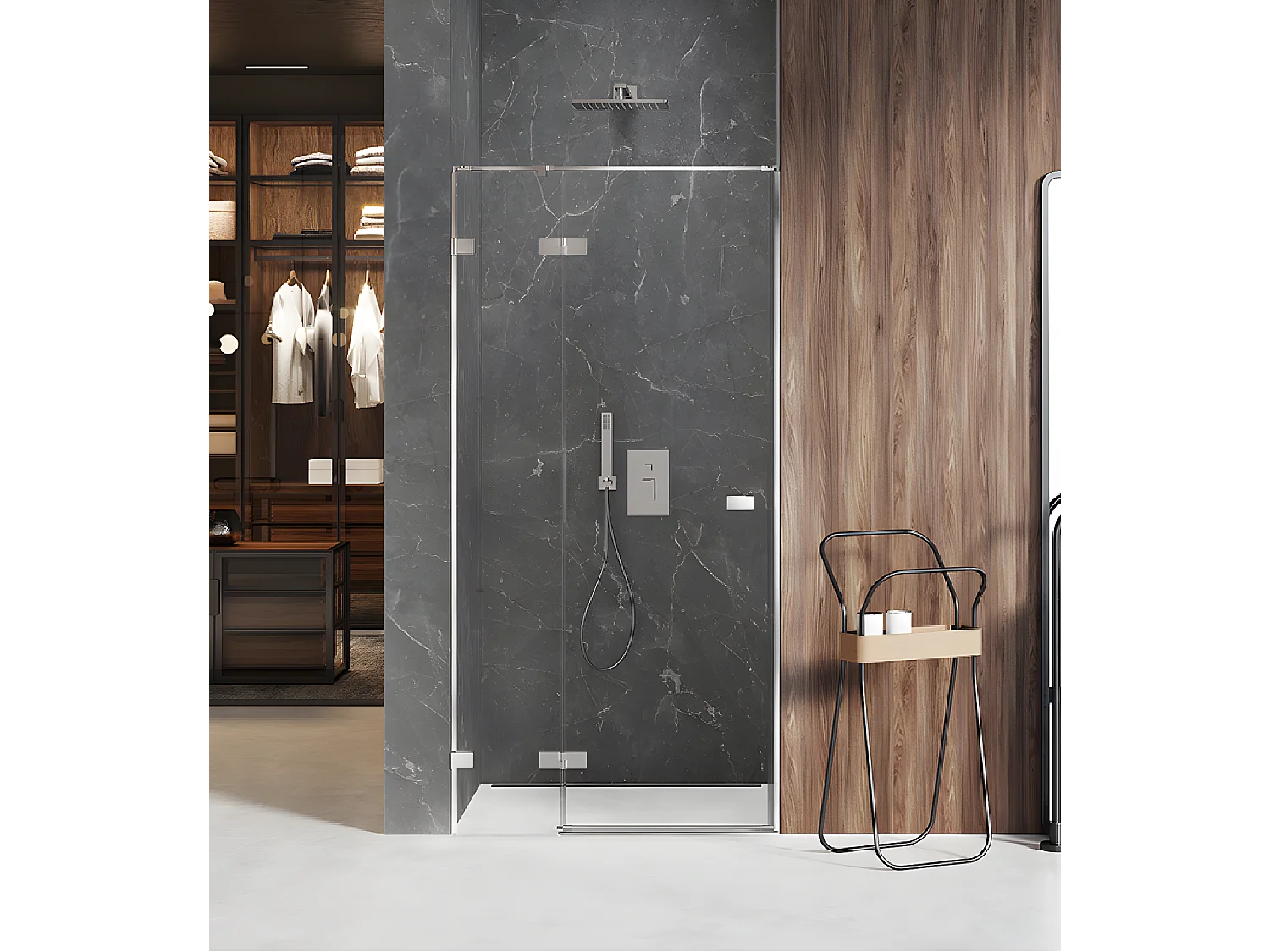 Porte de douche 120 cm chrome pivotante gauche    MAJORQUE CHROME