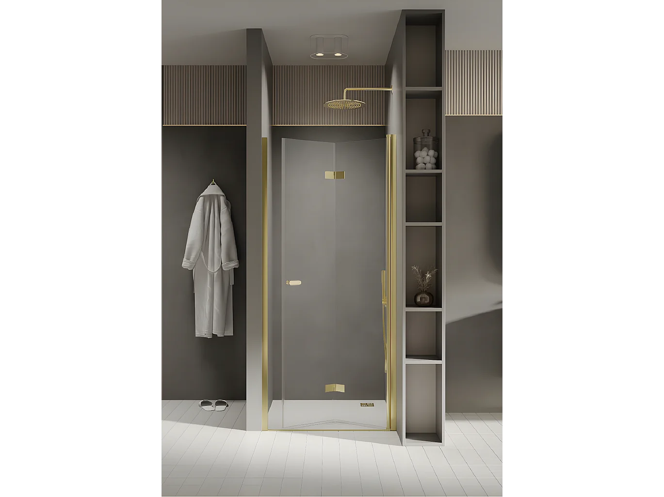 Porte de douche pliante droite 80 cm doré  CUBA  GOLD