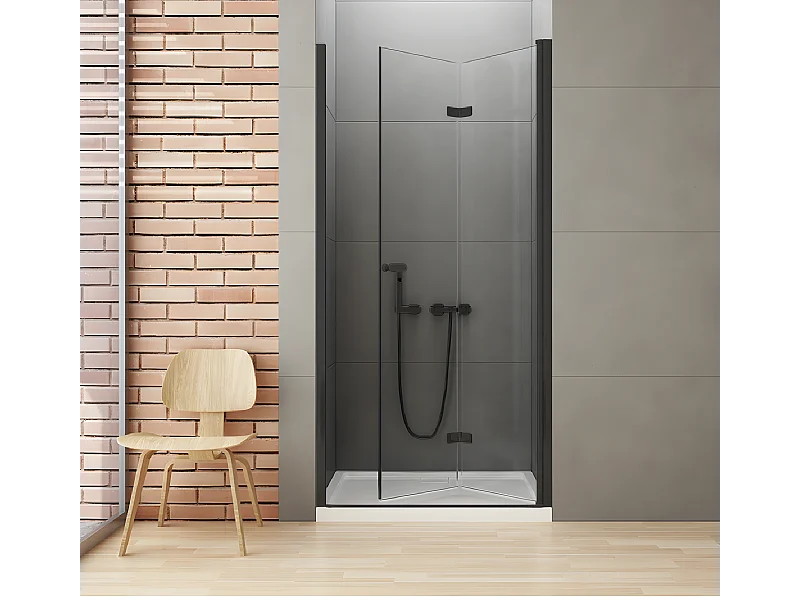 Porte de douche pliante droite 80 cm noire RHODES BLACK