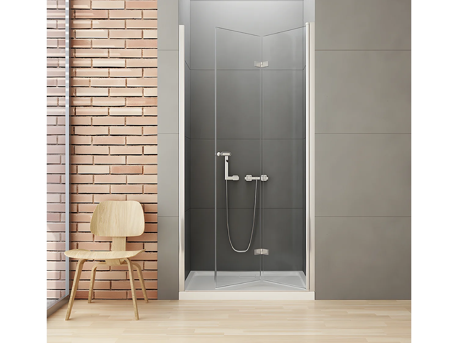 Porte de douche pliante droite 120 cm chrome CORFOU CHROME