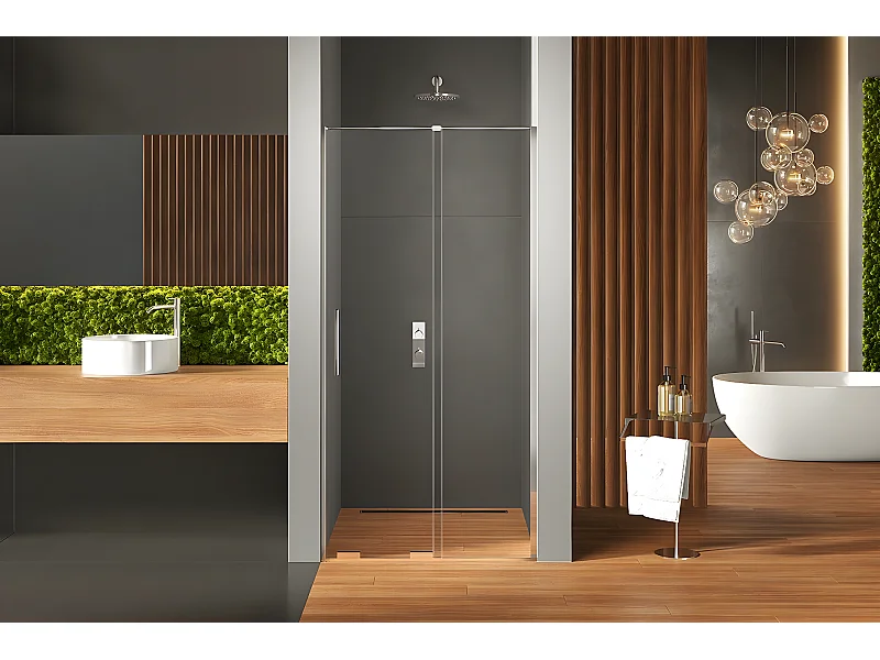 Porte de douche coulissante chromé 2 volets  MALDIVES CHROME,Largeur: 120 cm, verre 8 mm