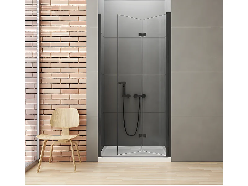 Porte de douche pliante droite 100 cm noire RHODES BLACK