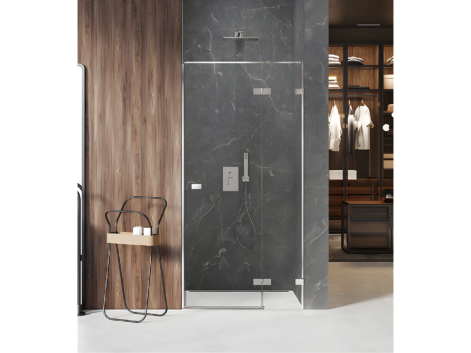 Porte de douche 80 cm  chrome pivotante droite   MAJORQUE CHROME