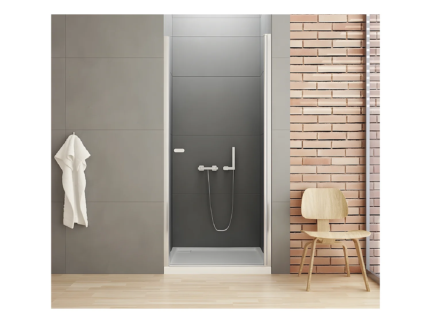 Porte de douche pivotante 100 cm chrome CORFOU CHROME
