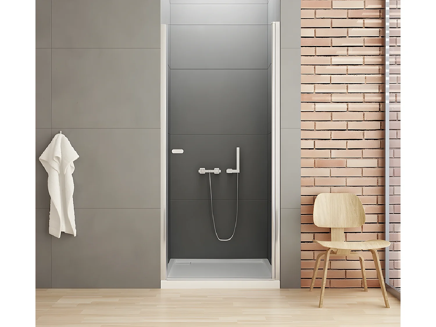 Porte de douche pivotante 90 cm chrome CORFOU CHROME