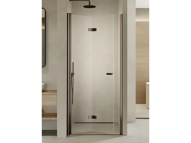 Porte de douche pliante gauche 100 cm inox brossé ANTILLES GUNMETAL BRUSHED