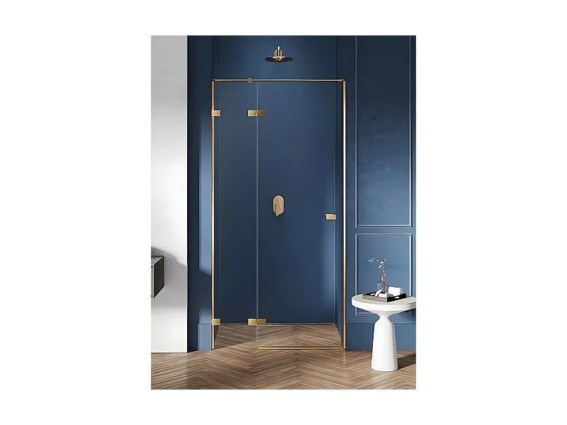Porte de douche  140 cm doré brossé pivotante  droitee BALI GOLD BRUSHED