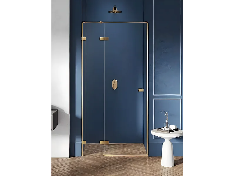 Porte de douche  140 cm doré brossé pivotante  droitee BALI GOLD BRUSHED
