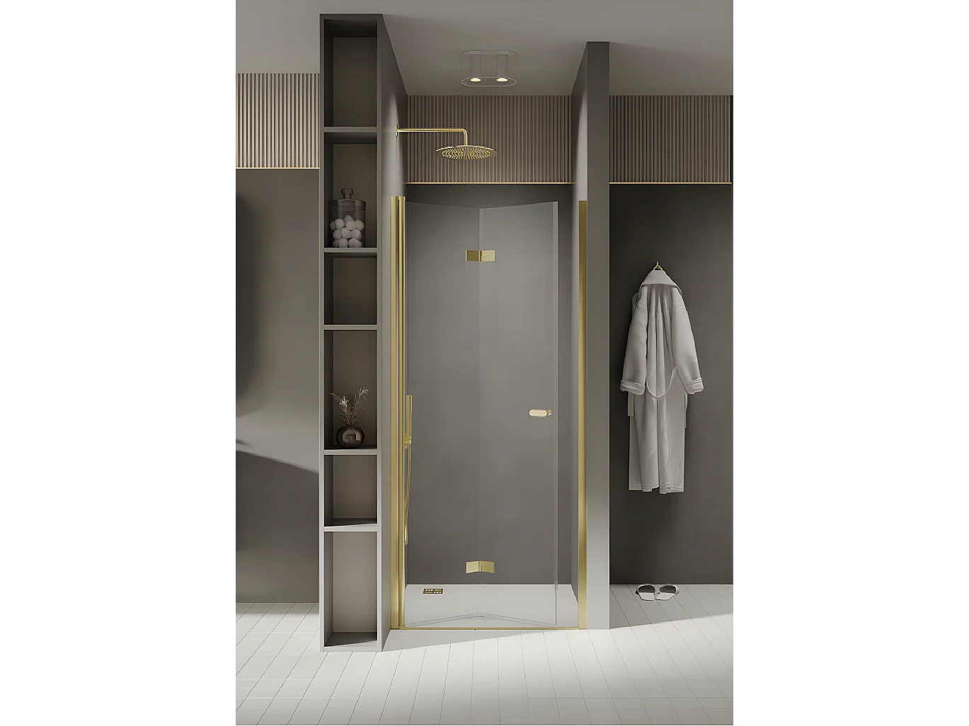 Porte de douche pliante gauche 80 cm doré  CUBA  GOLD