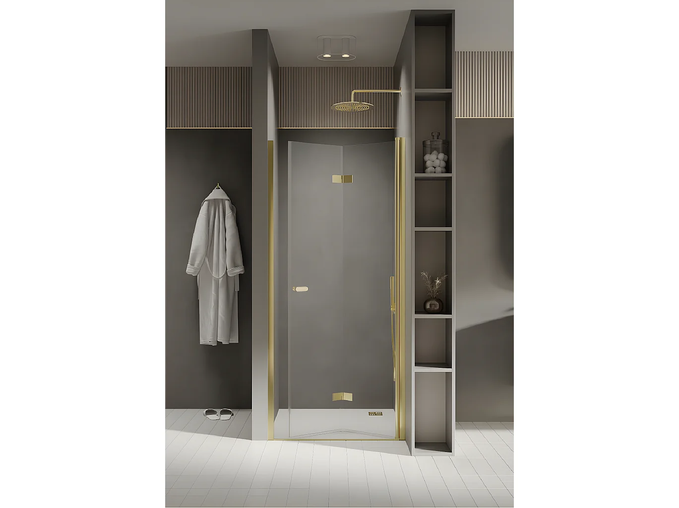 Porte de douche pliante droite 90 cm doré  CUBA  GOLD