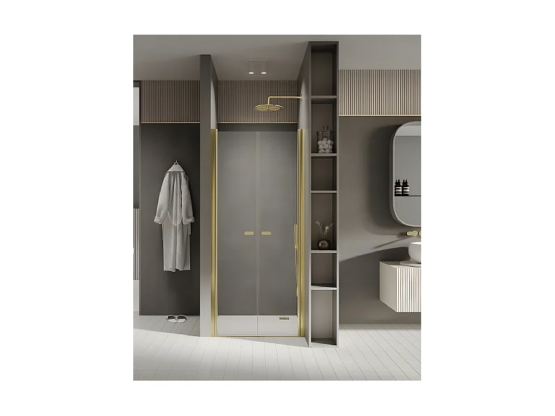 Porte de douche battante 110 cm doré  CUBA  GOLD