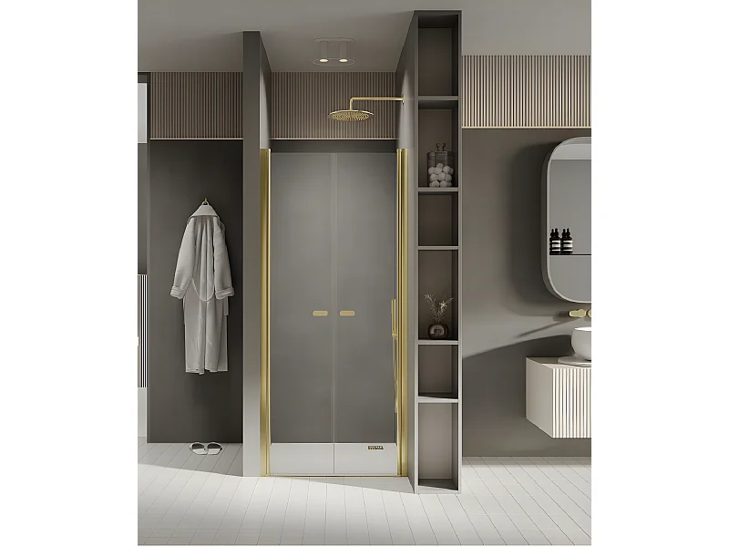Porte de douche battante 110 cm doré  CUBA  GOLD