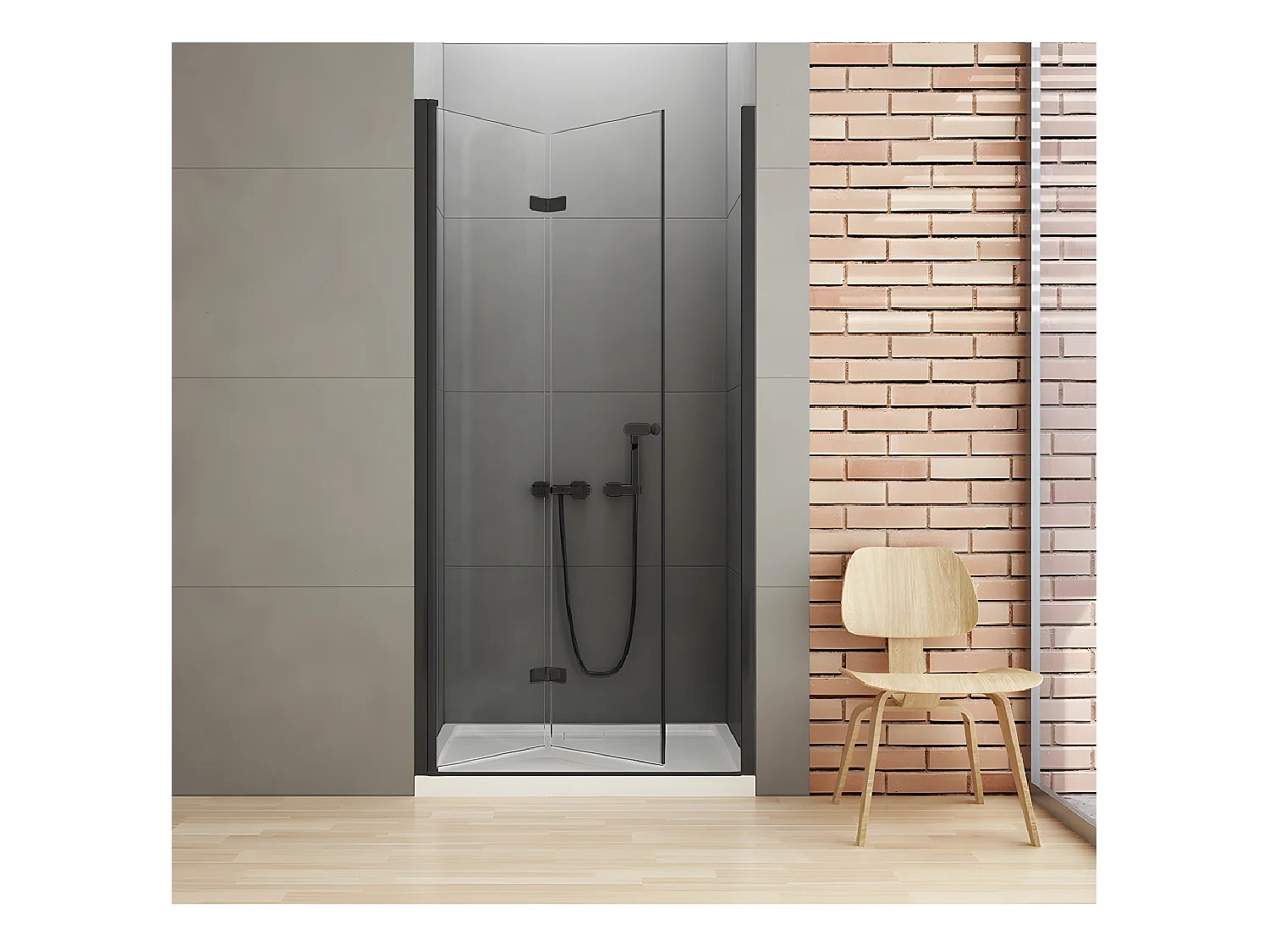Porte de douche pliante gauche 100 cm noire RHODES BLACK