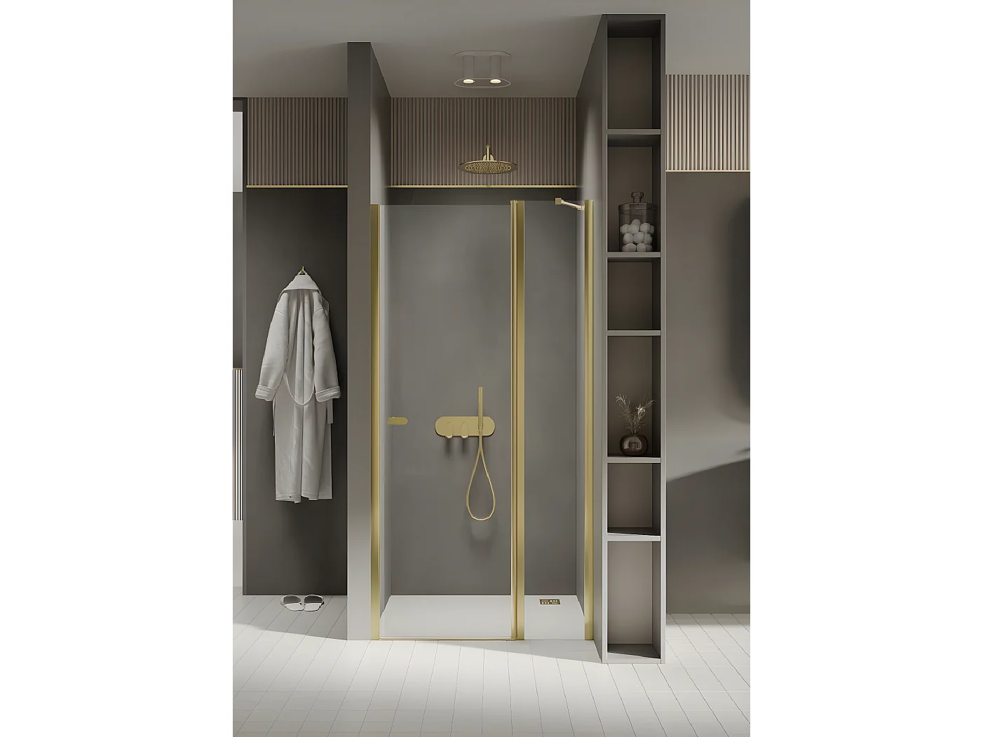 Porte de douche pivotante 100 cm doré  CUBA  GOLD