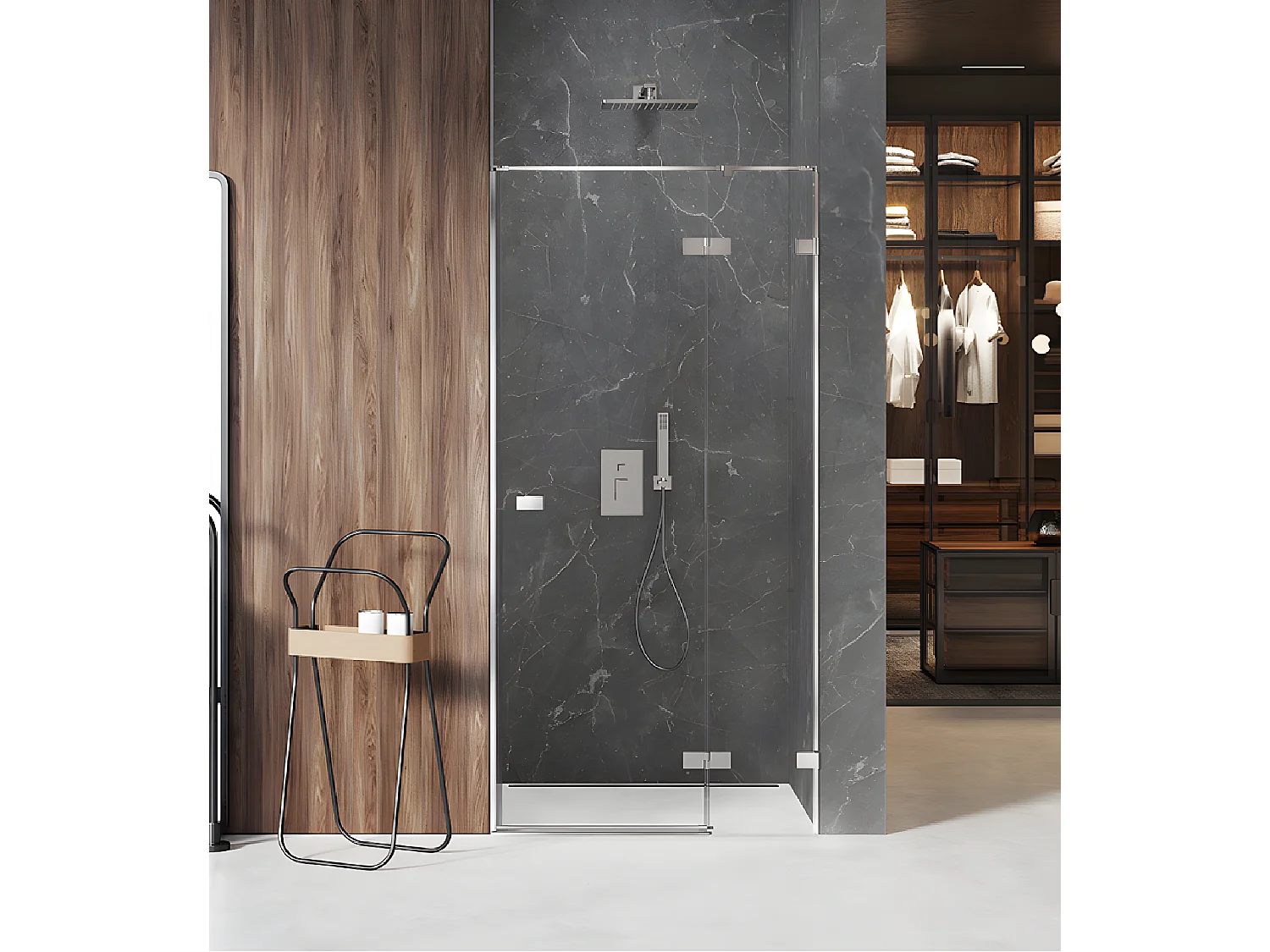 Porte de douche  90 cm chrome pivotante droite    MAJORQUE CHROME