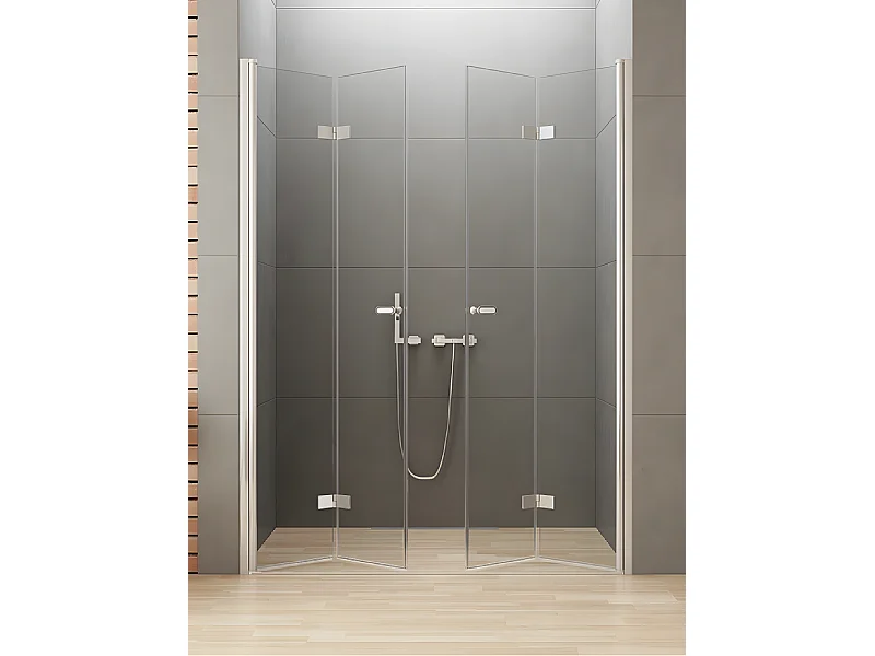 Porte de douche 2 portes pliantes 150 cm chrome CORFOU CHROME
