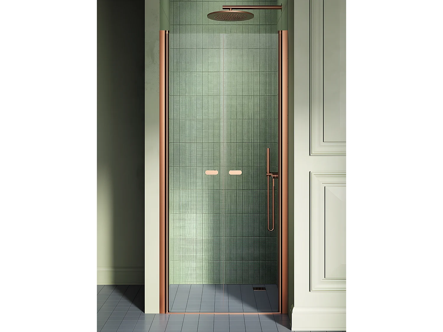 Porte de douche battante 150 cm cuivre brossé MONAKO COPPER BRUSHED