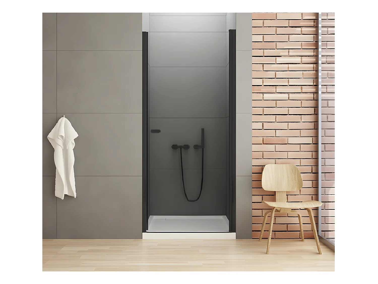 Porte de douche pivotante 100 cm noir RHODES BLACK