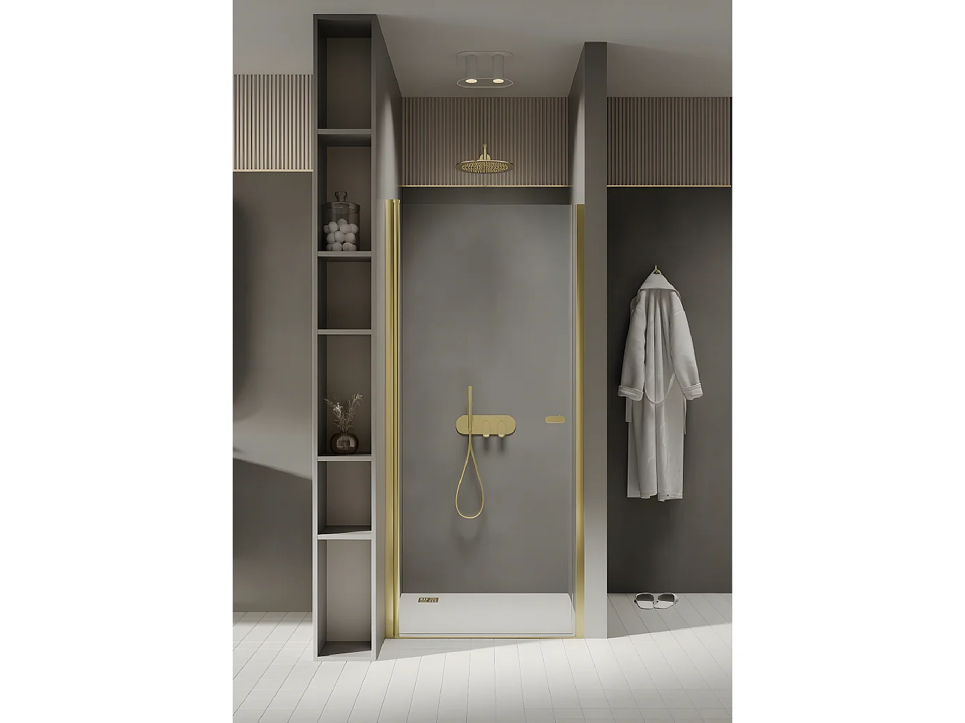 Porte de douche pivotante 100 cm doré  CUBA  GOLD