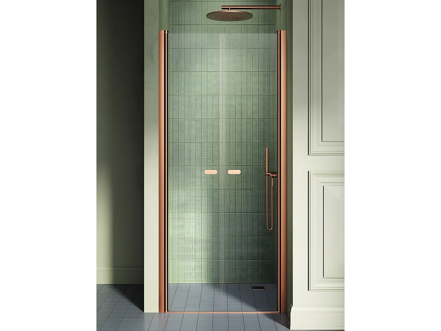 Porte de douche battante 70 cm cuivre brossé MONAKO COPPER BRUSHED