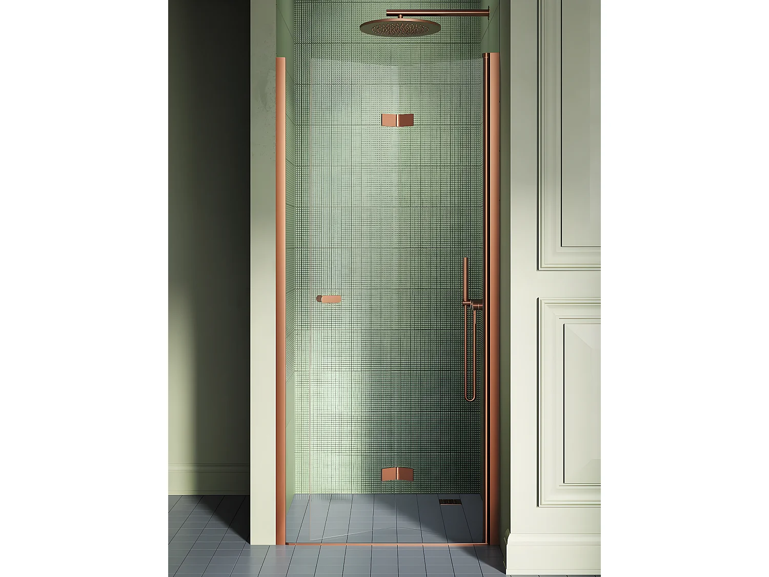Porte de douche pliante droite 90 cm cuivre brossé MONAKO COPPER BRUSHED